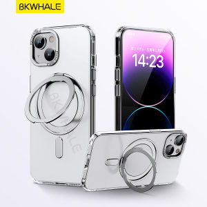 BKWHALE 360° Rotatable Ring Stand Magnetic Phone Case For iPhone 15 Pro Max 17 Pro Max 16 Pro Max 14 Pro Max 14 + 15+ 16+ 16 Plus 16e 11 12 13 Pro Max Translucent Matte Casing