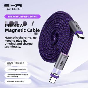 Sikai | Magnetic Coil Data Cable Type C Fast Charging Compatible iPhone PD 240W