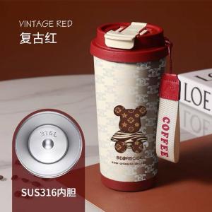 Cốc Cà Phê Cách Nhiệt Bằng Thép Không Gỉ 316 Dung Tích Lớn Có Thìa Cốc Nước Nữ Thời Trang Mới Cốc Nước Cầm Tay