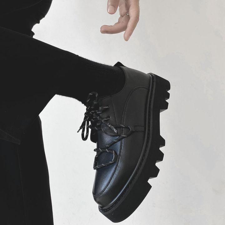 Korean Style Ins Black Niche Leather Shoes Boys British Yupi Handsome