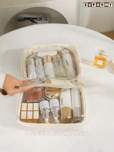 💖SG local stock💖Pouch Makeup bag Cosmetic bag Toiletries bag large capacity PU leather 化妆包