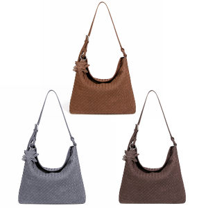 Handwoven Bucket Bag Large Capacity Shoulder Bag Adjustable Shoulder Strap with Star-Charm PU Leather for Women Daily Use Special Occasion