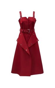 Summer New Fashion Pure Color Cotton Blend Straps Dress Versatile Design Sensation Single Piece Womens Dress V Neck Sleeveless