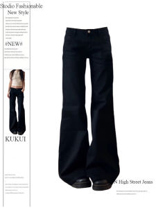 Quần Jeans Ống Loe Ống Rộng Phong Cách Retro Mỹ Cho Nữ Mùa Hè 2024 Quần Ống Loe Ống Rộng Thường Ngày Cao Cấp