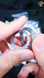 Premium Grade Icy Black Wu Ji Jadeite A-Grade Bangle Ring