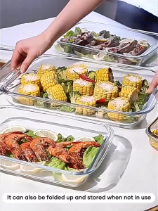 LXL Thickened Glass Baking Tray Microwaveable Glass Baking Dish Oven Bakeware With Handle Ovenware