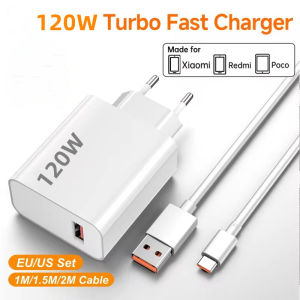 120W EU Ultra Fast Charger For Xiaomi 11 12 13 14 15 Ultra 17 Redmi Note 11 12 13 POCO X5 X6 Pro Type C USB Turbo Charging Cable