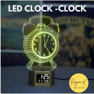 LED RGB 3D Multi Functional Alarm Clock Acrylic Night Lamp