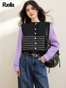 puella | Spring Fashion Loose Slimming Two-layer Striped Sweater