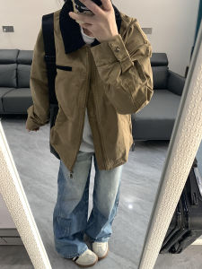 Retro American Style Womens Jacket Spring Autumn Loose Casual Couple Workwear Coat Classic Vintage Fashion Ladies Top