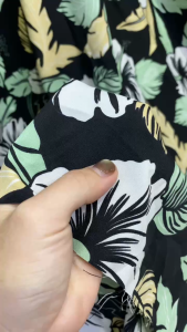 VẢI LỤA 75D HOẠ TIẾT HOA RÂM BỤT NỀN ĐEN - KHỔ VẢI 1M5 - VẢI NHÀ PHẠM