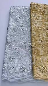 African Mesh Tulle Sequins Lace Fabric 2025 High Quality Nigerian Net Lace Fabric For Wedding Dress Sewing And Special Occasions