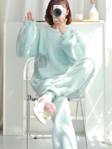 Autumn and Winter 2023 New Arrival Coral Fleece Fleece-lined Can Outwear Net Red Wind Winter Home Wear Suit Pajamas for Women