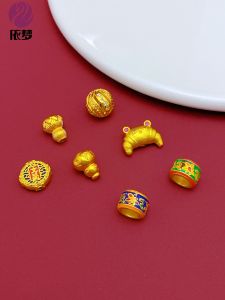 ลูกปัดทรงหัวเรือสำราญแบบสี่เหลี่ยม ลูกปัดหัวเรือสำราญแบบกลม สี่เหลี่ยม ลูกปัดแบบ DIY สไตล์แฟชั่น ลูกปัดทองคำรูปหัวเรือสำราญ