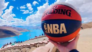 SPALDING 74-655Y NBA gold Original Indoor/Outdoor Basketball Size 7 PU Leather blue red white with air Needlenetpump