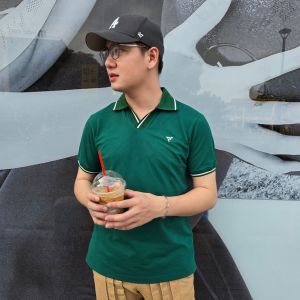 Áo polo nam vải thun cá sấu 100% cotton 4c size từ 55-95kg phối bo sọc cổ tay.