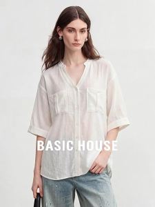 Basic House | V-neck Slimming Comfortable Short Sleeve Shirt