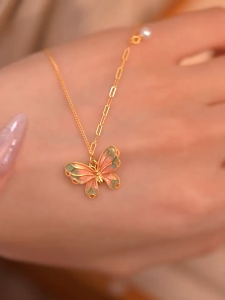 Chard Wake Kalung Wanita Korea Fashion Butterfly Style Titanium Original Perhiasan Cewek