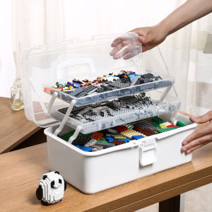 Lego Storage Box Multi-Layer Kids Toy Building Blocks Storage Box Small Particle Puzzle Parts Classification Box Suitcase