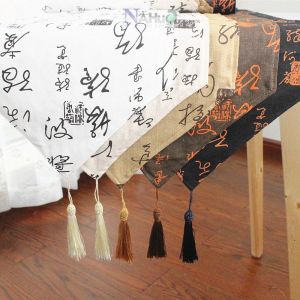 สีดำดุดูด้วย บริการผ้าปูโต๊ะ ผ้าฝ้าย และ ผสมผ้าลินิน ของ "ผ้าคาดโต๊ะสองชั้นลายตัวอักษรเซนสไตล์จีน