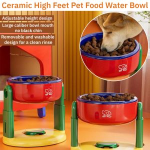 Cervical Protection Dog Bowl High Foot Protection Cervical Spine Anti-Black Chin Easy to Clean Cat Dog Food Bowl