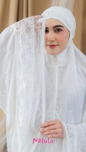 Nelula - Mukena Renda Dewasa Mewah Elegan Bordir Tabur Bunga Jumbo Katun Rayon Premium Adem Lembut