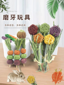 Herda Dragon Rabbit Pig Hamster Tooth Grinding Grass Cake Rose Flower Small Pumpkin Twisted Stick Toy for Pets