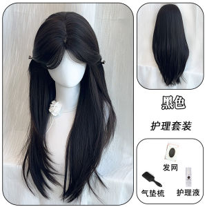 Black Middle Part Long Straight Hair Wig Natural Looking Full Head Cover for Women Daily Use JK Style Synthetic Hair