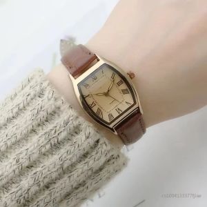 Retro Vintage Brown Watch for Women Ladies Wristwatches Leather Bracelet Watches Black Quartz Wristwatches