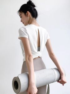 Womens Sport Yoga Top Short Sleeve Breathable Quick Drying Moisture Absorbent Fitness T-Shirt for Running Training