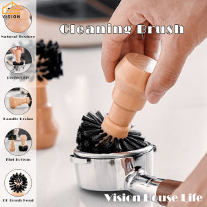 Justliving Cà Phê Portafilter Giỏ bàn chải làm sạch cán bằng gỗ tự nhiên bàn chải rửa phin cà phê bàn chải làm sạch Xách Tay Barista Máy dụng cụ vệ sinh Cho Nhà Hàng-Cứng Lông