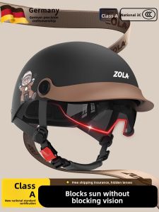 MONLEYTA | German Womens Motorcycle Helmet Four Seasons Universal Breathable Safety Hat Sun Protection Non-hair Pressing 3C Certified