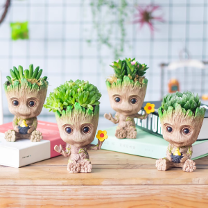 Groot ดอกไม้หม้อ Groot ดอกไม้ตกแต่งบ้านแจกันมัลติฟังก์ชั่เครื่องประดับ Arrangement Action ตัวละคร Figurine ผู้ถือปากกา