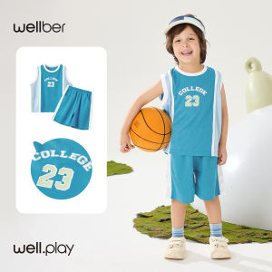 wellber | Bộ Đồ Bóng Rổ Nhanh Khô Cho Bé Trai Không Tay