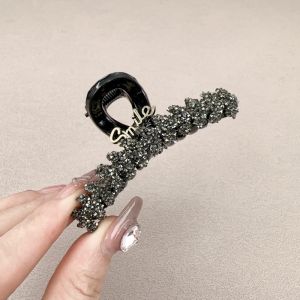 Korean Style Medium Letter Rhinestone Hair Claw Clip Fashionable Hair Accessories Hairpin Shark Clamp for Thin Hair on Back of Head