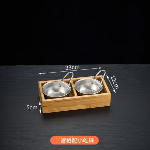Creative Nine Grids Bamboo Wood Plate Commercial Use Hot Pot Restaurant Barbecue Shop Beef Vegetable Platter Rectangular Dish