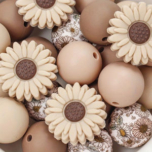 25/54PCS daisy silicone bead set perfect for DIY handmade crafts such as keychains necklaces bracelets etc