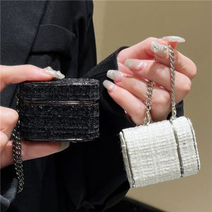 เคส AirPods pro 2 ลายลูกไม้สีดำขาว พร้อมสายโซ่ สำหรับ Apple Airpods 1/2/3 ช่องเก็บสายไร้สาย Bluetooth พรีเมี่ยม