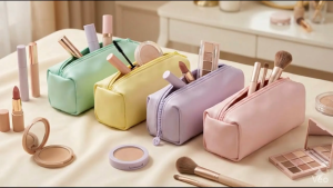 Pastel Leather Cosmetic Pouches - Green Yellow Purple Pink - Makeup Bags & Organizers - Beauty Tools - Makeup Accessories