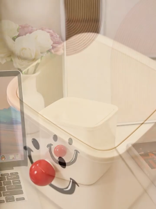 Desktop Storage Box Desktop Trash Bin with Lid Transparent Multifuctional  Desk Clean Organizer