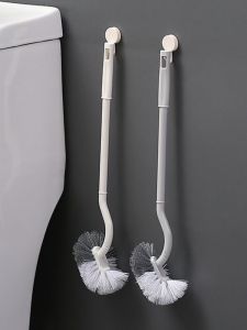 No-Drill Wall-Mounted Toilet Brush Household Bathroom Cleaning Tool Reach Every Corner Easy to Use save Space Kitchen Utility