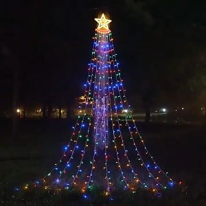 Solar LED Waterfall Lights Christmas Tree Decor Lights With Remote Control Outdoor Star String Lights