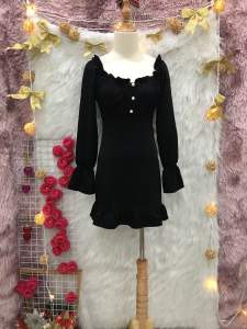 Đẩm Cổ Tròn Bo Chun Phối Bèo- 2 hand Hàn Quốc - hiệu GOSSIPGIRL- Size S (#Đ323)
