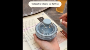 2-in-1 Foldable Silicone Ice Ball Cup with Straw Ice Cube Molder Folding Travel Camping BPA-Free