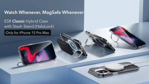 Ốp Lưng cho iPhone 15 Pro Max ESR Classic Hybrid Case Stash Stand with HaloLock - Hàng Chính Hãng
