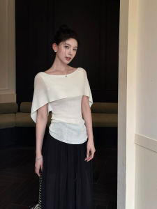 ZHILU | Áo Thun Knit Dây Nơ eo Giảm Béo Đa Năng Ngắn