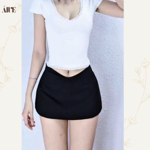 [AIVE] Korean Chic Mini Skirt Skorts w/ Safety Shorts | Mid V-Waist Slim Fit | Casual Work Formal Wear (SG Ready Stock)
