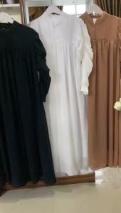 Gamis Wanita Long Dress Busui Bahan Ceruti Babydoll Lembut dan Adem L Fit XL