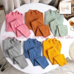 Đồ Bộ Thu Đông Tay Dài Cho Bé Trai Bé Gái 8-18kg [Giá Tốt] Bộ Quần Áo Cổ 3 Phân Thun Gân Cho Trẻ Em Trai Gái 3P MỚI Lovely Kids Official Store