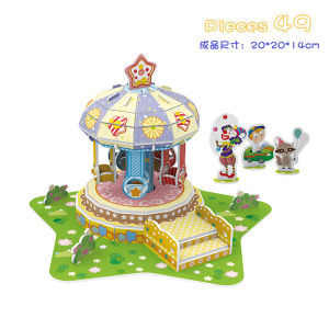 Playground 3D Puzzle Model Castle Rotate Trojan Horse Assemble Model 3D Papercraft Kids DIY Cartoon Educational Toys